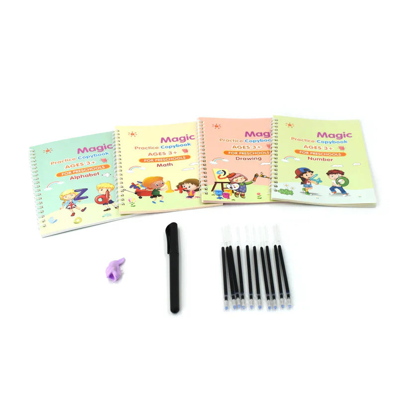 4 Pc Magic Copybook widely used by kids, children’s and even adults also to write down important things over it while emergencies etc.