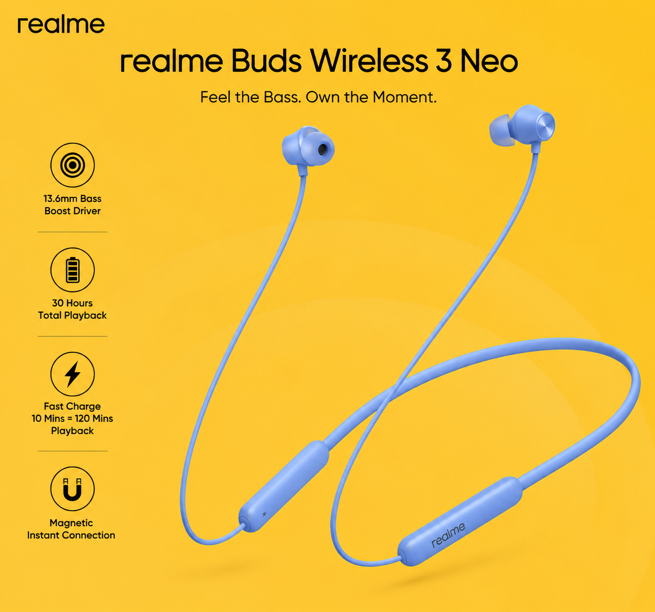 Realme Buds Wireless 2 Neo – Wireless Bluetooth Earbuds (Sky Blue)