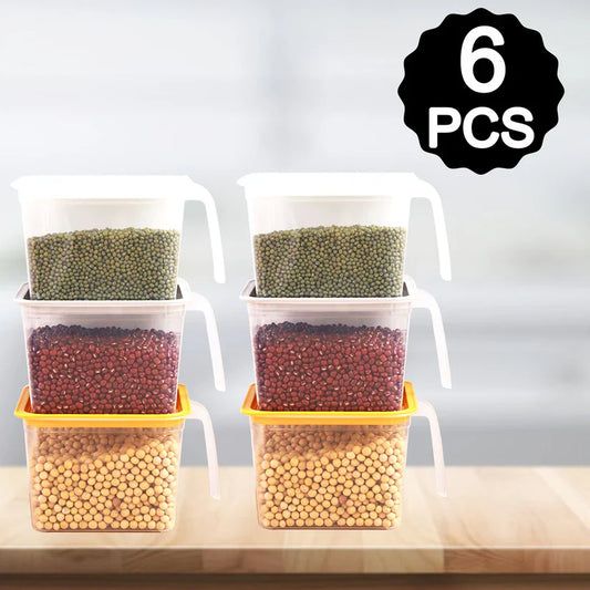 Air Tight Unbreakable Big Size 1100 ml Square Shape Kitchen Storage Container (Set of 6)